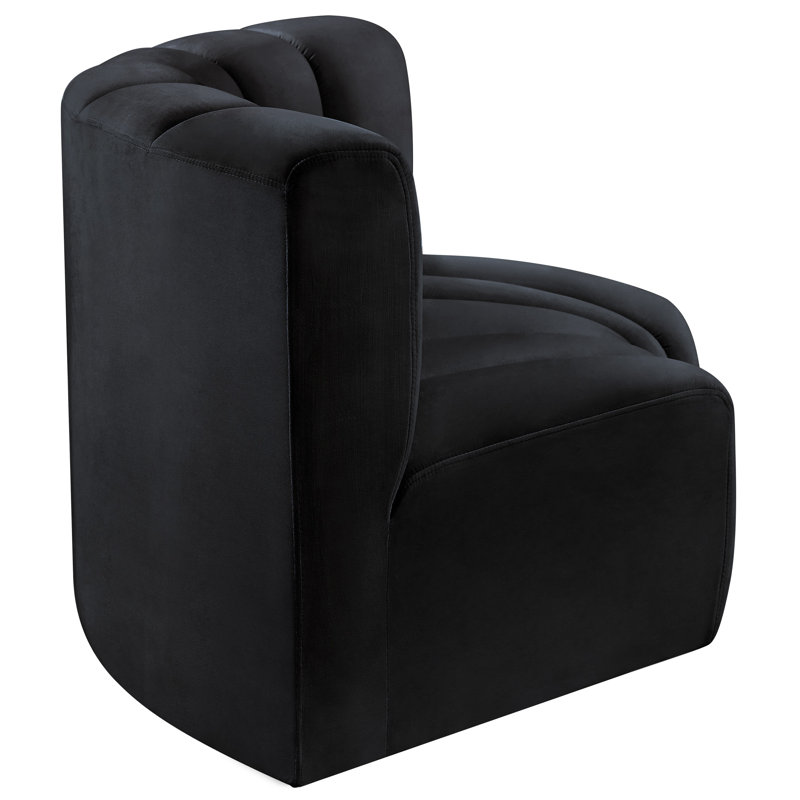 Ivanildo Upholstered Curved Sectional Reversible, Black Velvet