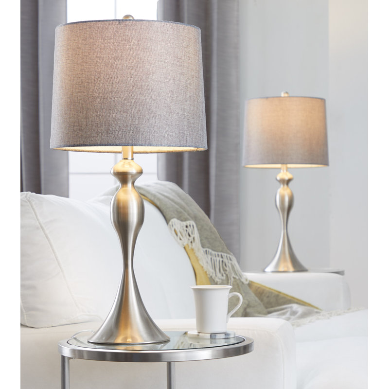 Ensemble de lampes de table Pennsylvania, Nickel brossé, Gris