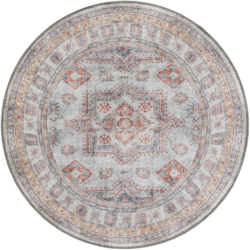 None Huguenot Area Rug Ivory Color, Round 3'6"