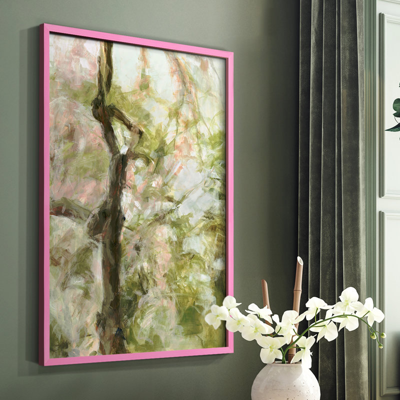 «Spring Diptych II», reproduction encadrée - bois massif, Rose, H 10 po x l 8 po