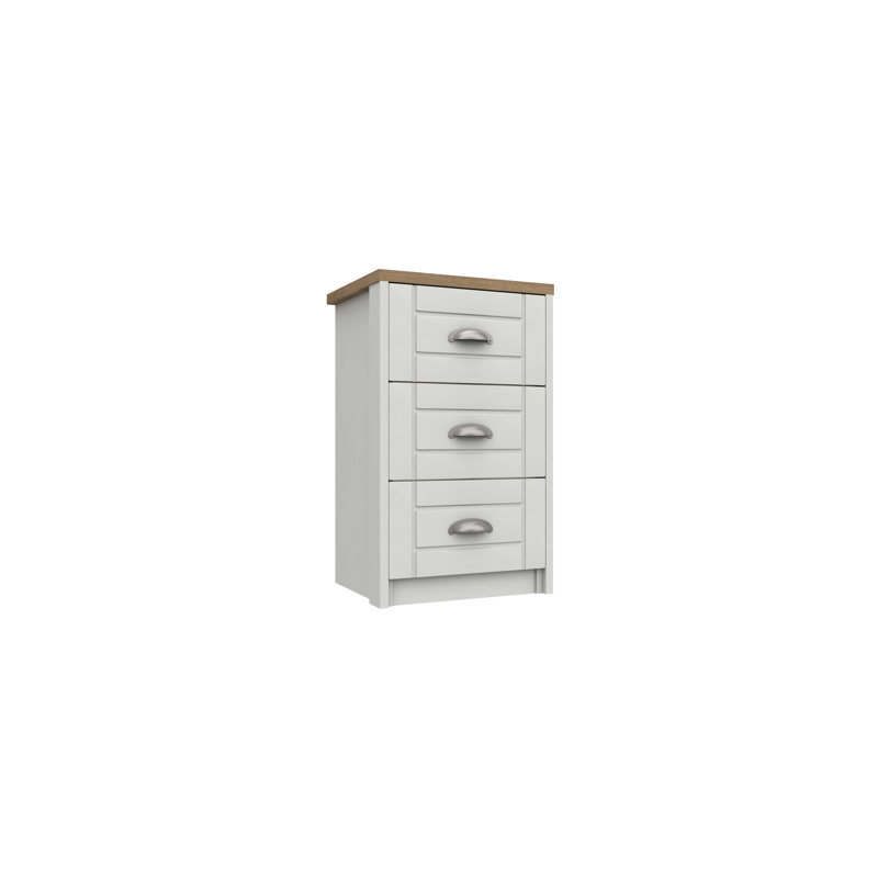 Newhaven 43.4cm W Manufactured Wood Bedside Table, Natural Rustic Oak/White