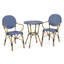 Ensemble d'extérieur français en rotin et aluminium 3 pièces, sarcelle foncé et blanc, finition bambou, ensemble de patio, ensemble de conversation, ensemble de sièges de patio