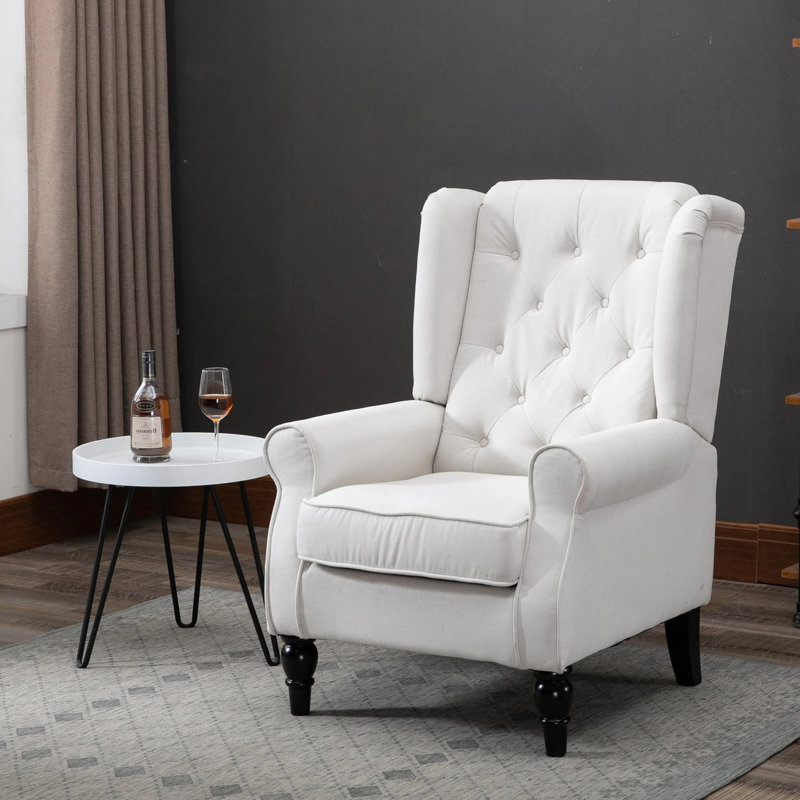 Fauteuil à oreilles Lachesis, Lin blanc