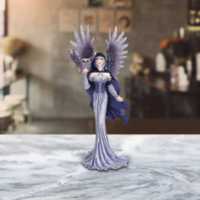 Jianny 11.5"H Purple/Grey Fairy with Owl Figurine Unique Gifts
