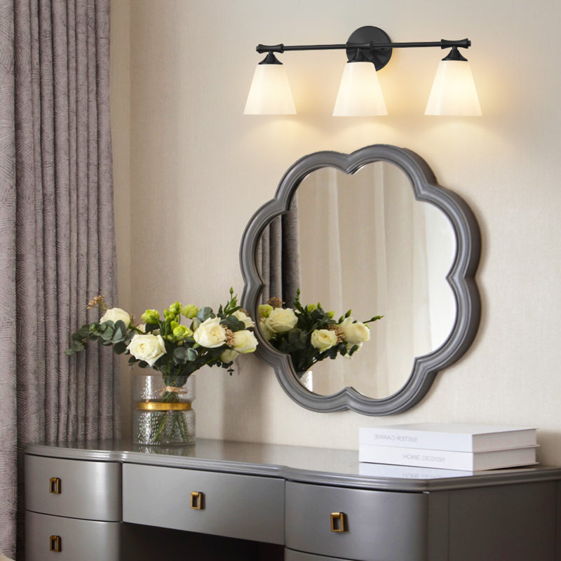 Éclairage pour meuble-lavabo à intensité variable Elouan, Noir mat, 3