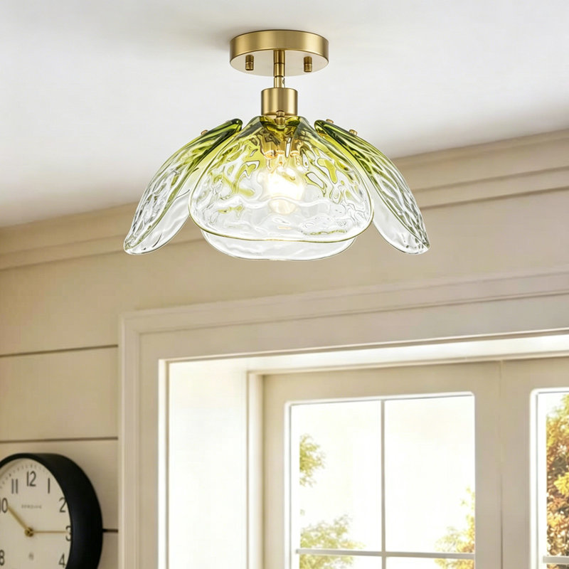 Plafonnier semi-encastré en verre 1 lumière