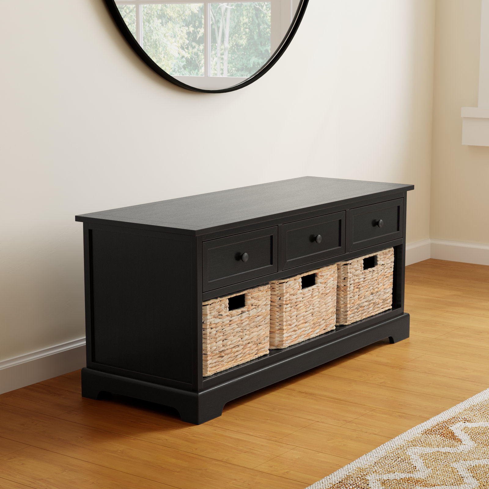 Adayla 42" Entryway Bench, Distressed Black