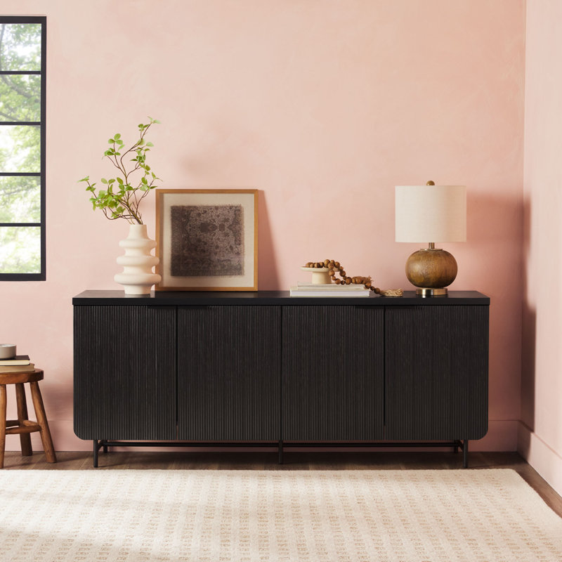 Reeded 4-Door Sideboard, Black
