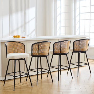 Cane Back Swivel Upholstered Counter & Bar Stool by Bayou Breeze