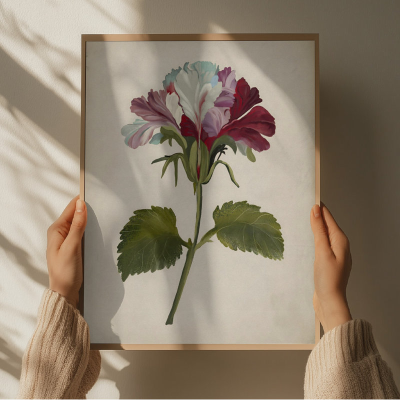 Vibrant Geranium Bloom by Josie George — Botanical Wall Art, Black, 32 × 48, Matted Framed Print