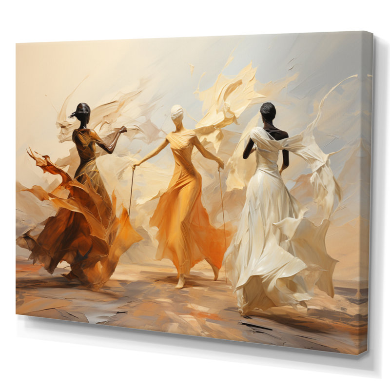 Danse jaune et blanche, ensemble I - Danse, art mural, H 30 po x l 40 po, Toile tendue, Sans cadre