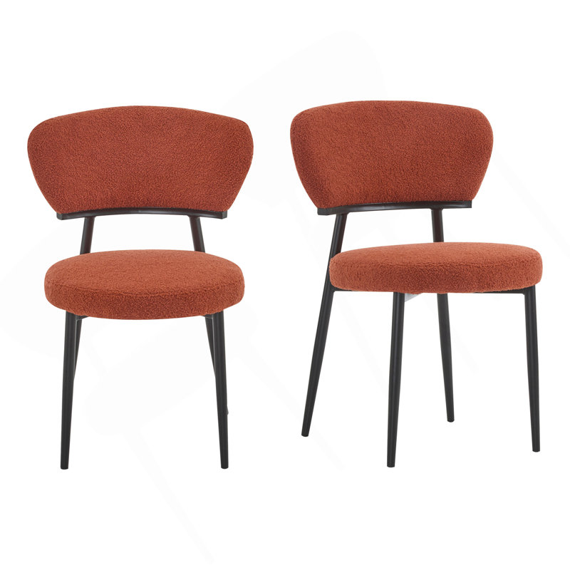 Ensemble de 2 chaises de salle à manger rembourrées orange