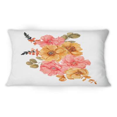 Coussin décoratif d'automne avec bouquet de fleurs et de feuilles d'automne