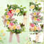 Couronne de lapin de Pâques en forme de lapin en forme de fleur artificielle avec fleurs colorées et nœud d'arc pour porte d'entrée