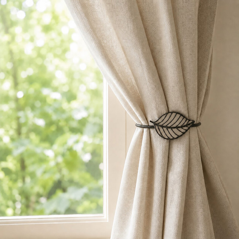 Embrasse de rideaux magnétique - Conception élégante en feuille de résine - Accessoire pratique pour les rideaux, Taupe