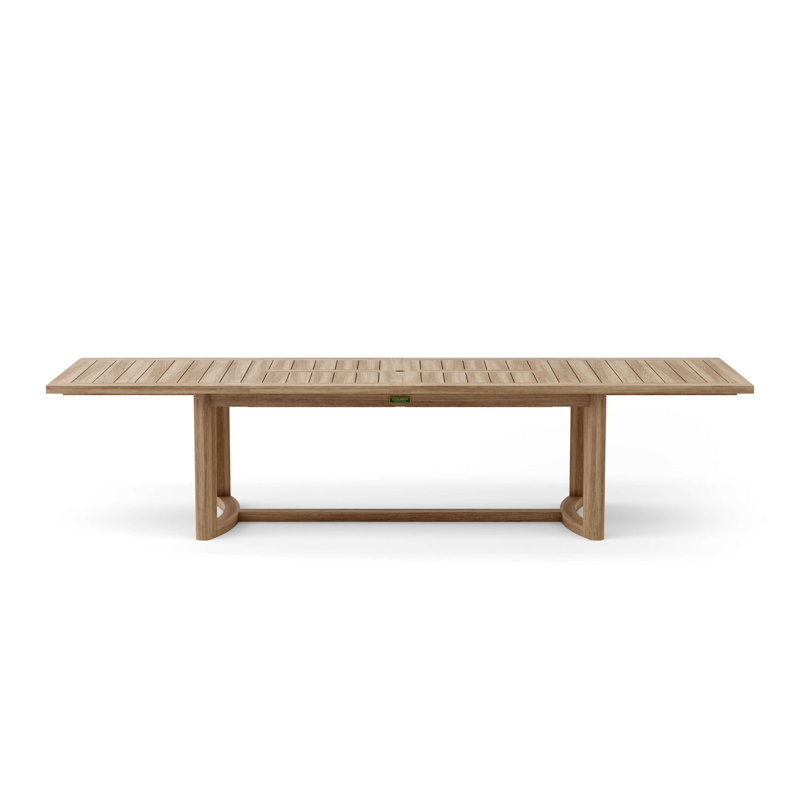 Outdoor 13 - Piece Teak Dining Set with Cushions, Light Gray