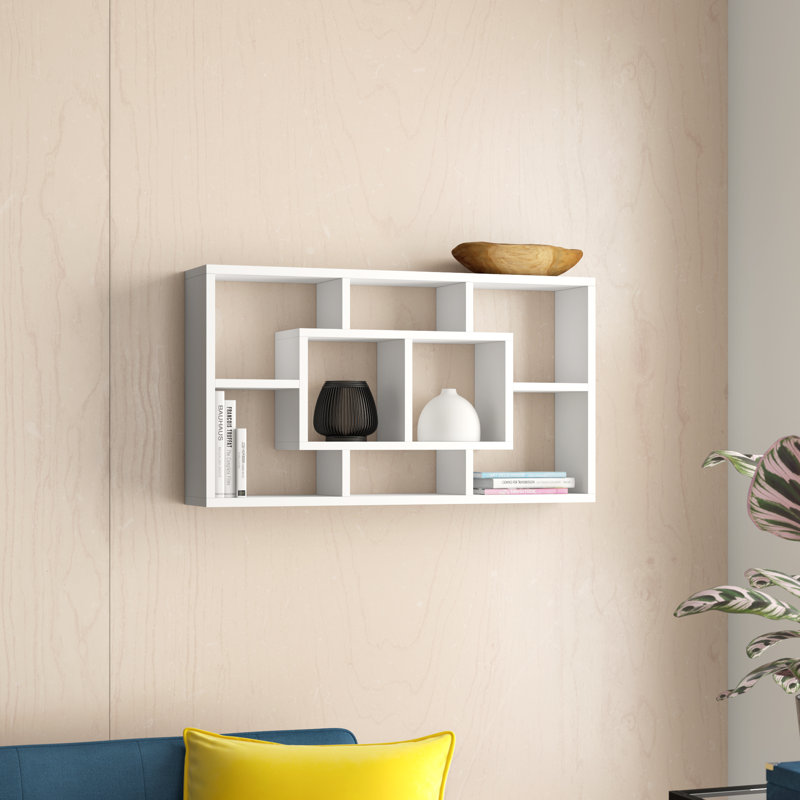 Tiffany 8 Piece Floating Shelf, 52.5cm H x 85cm W x 16cm D, White