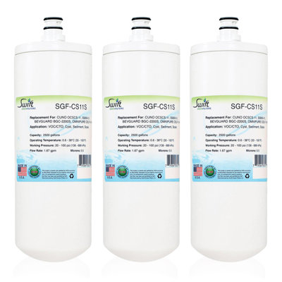 Filtre à eau commercial compatible avec les filtres verts Swift Green de SGF-CS11S pour 55895-01, BEVGUARD BG-2200S, CELF-1M-P, fabriqué aux États-Unis, paquet de 3