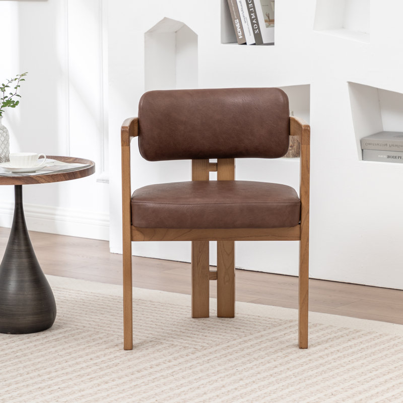 Chaise rembourrée en similicuir Stanford, Brun