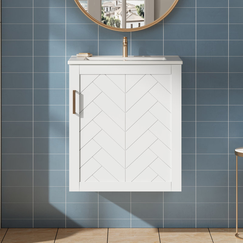 Wall Mounted Bathroom Cabinet With Side Cabinet Combo And Sink, White