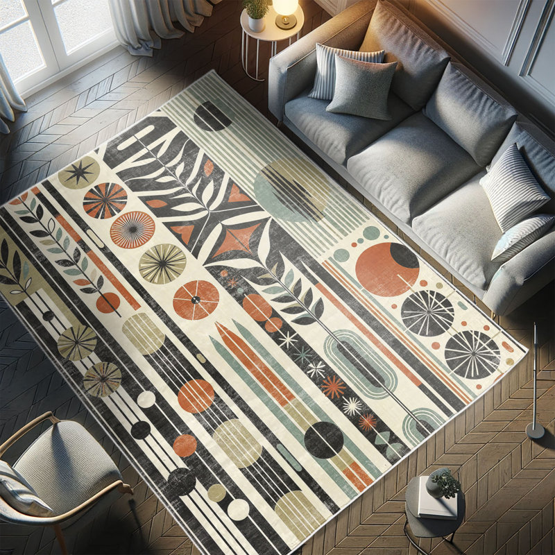 Bohemian Multicolor Synthetic Rectangular Area Rug