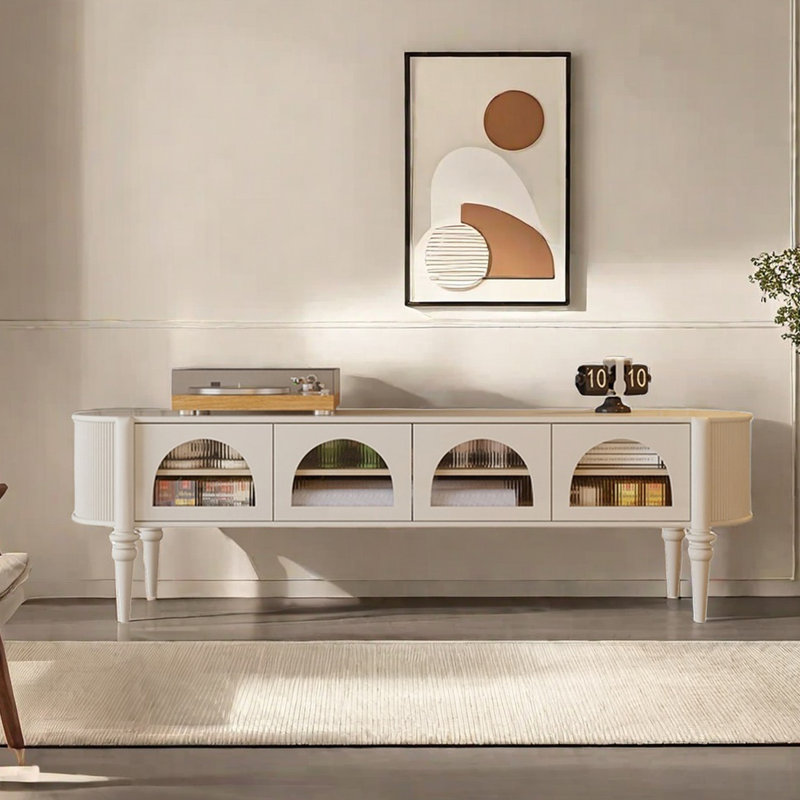 Meuble télé en bois de cerisier, H 21,65 po x l 70,86 po x P 17,71 po
