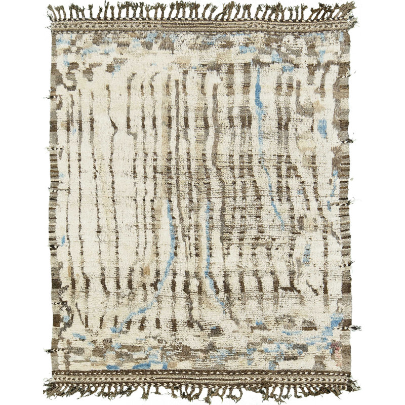 Tapis ivoire et bleu moderne délavé