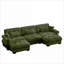 Canapés modulaires | Canapé-lit modulaire moderne en U pour salon, 2 repose-pieds mobiles | Vert olive | Velours