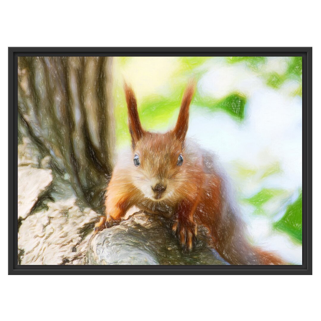 Gerahmtes Wandbild Eichhörnchen auf dem Baum