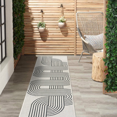 Modern Abstract Lines Weather Resistant Reversible Indoor/Outdoor Area Rug