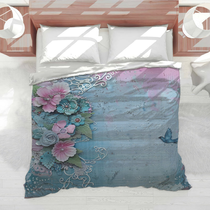 Édredon floral avec literie Shabby Chic, Simple extra long
