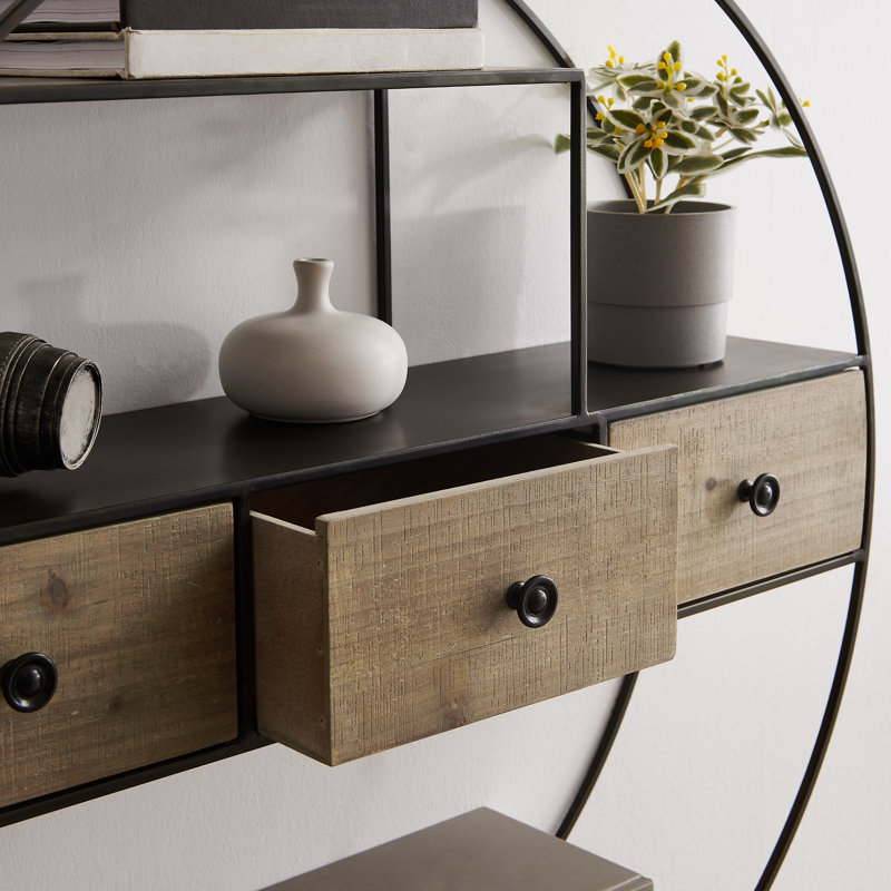 3 Piece Circle Accent Shelf with Drawer