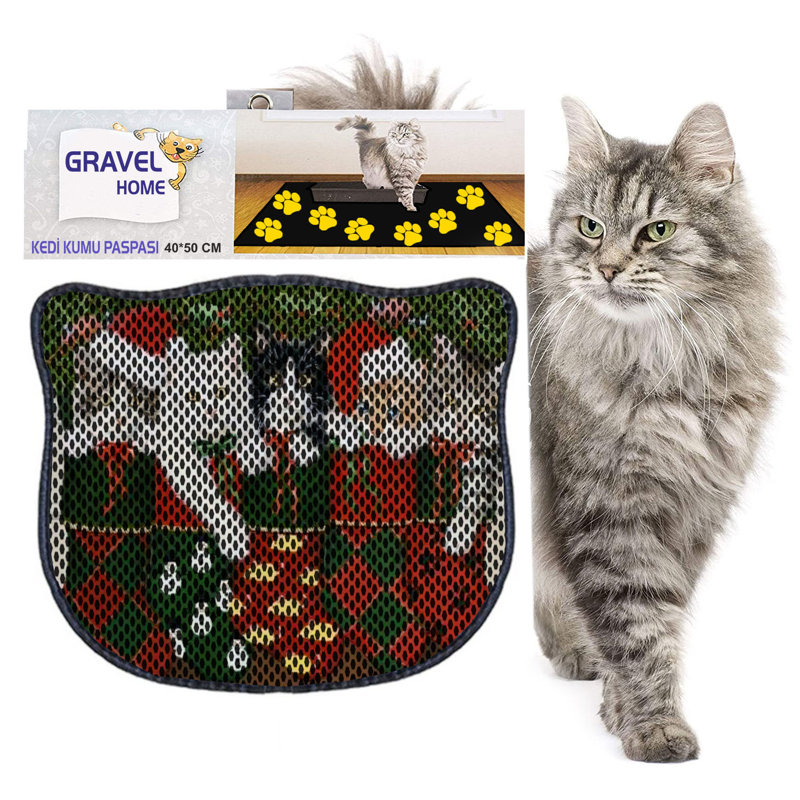 Tapis de litière durable pour chat, 15,7 po x 19,7 po | 50% PVC / 50% polyester, lavable à la machine et passer l'aspirateur | Parfait pour un nettoyage facile, conception antidérapante pour garder votre maison propre et fraîche, idéal pour les propriétaires d'animaux de compagnie