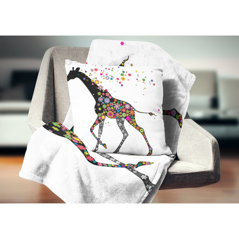 Coussin joyeuse giraffe animal, 18 po x 18 po, Coussin décoratif