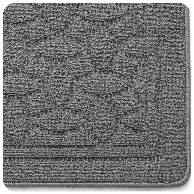 Floral Water Resistant Non-Skid Kitchen Mat, Gray, Runner 1'6" x 4'11"
