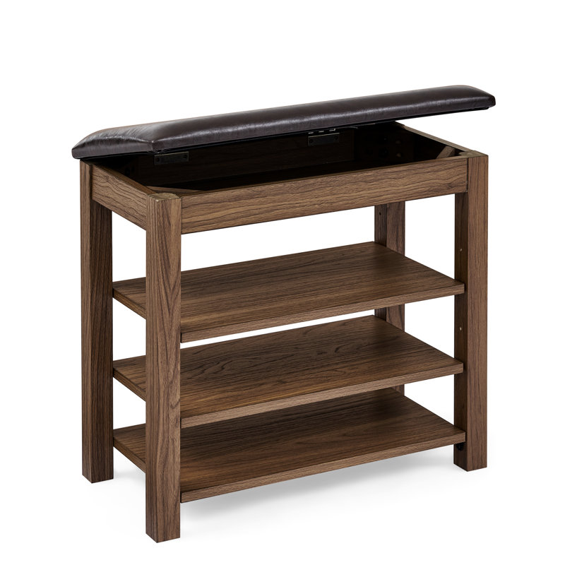 Small Shoe-Changing Bench With Shelves, Brown