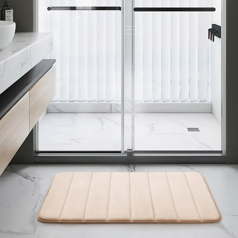 Nasier Memory Foam Non-Slip Bath Mat, Cream, 50x80