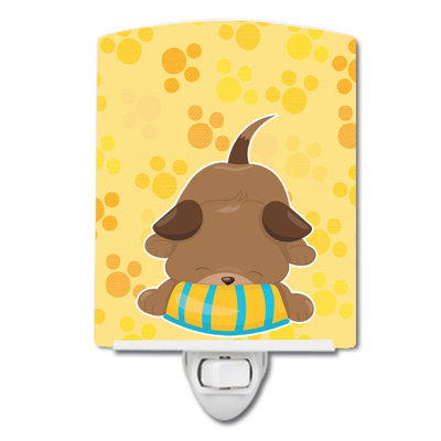 Puppy on Pawprints Ceramic Night Light