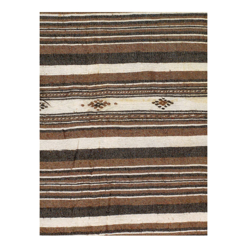 One-of-a-Kind Rectangle 4'5" X 7'1" 1940s Flat Weave Area Rug in Brown/Beige