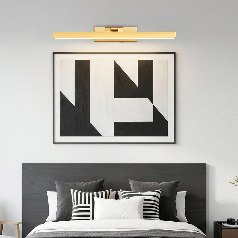 Applique murale 16 po à piles avec télécommande, applique murale à DEL à intensité variable pour œuvre d'art, miroir, chambre à coucher (doré)