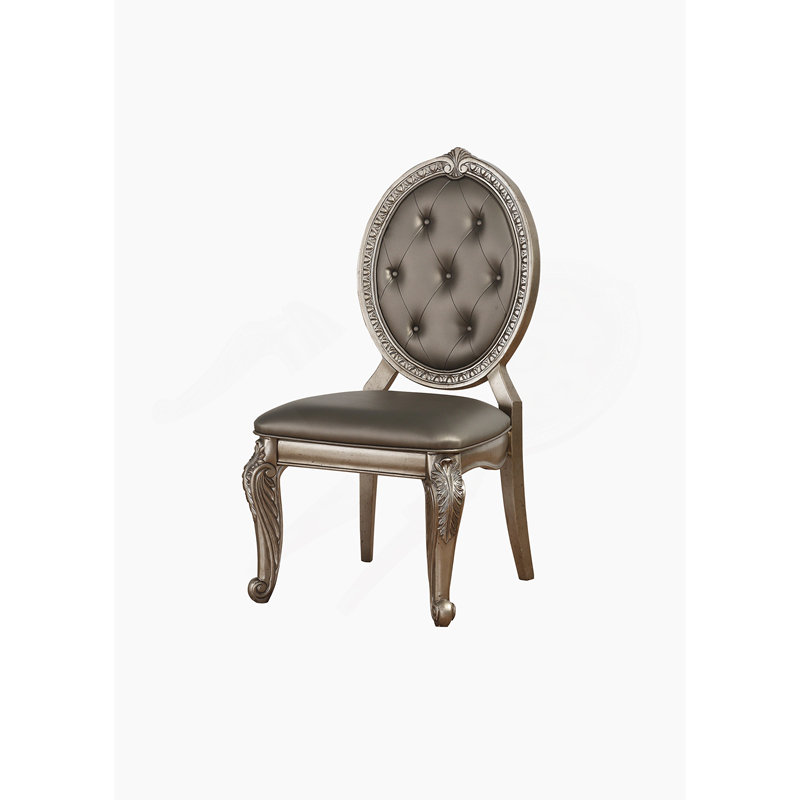 Ensemble de 2 chaises d'appoint en cuir synthétique et finition argent antique
