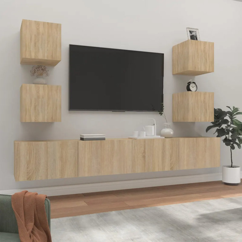 Koppe Unfinished Floating TV Stand for TVs up to 32", 80cm W x 30cm D x 30cm H, Sonoma Oak