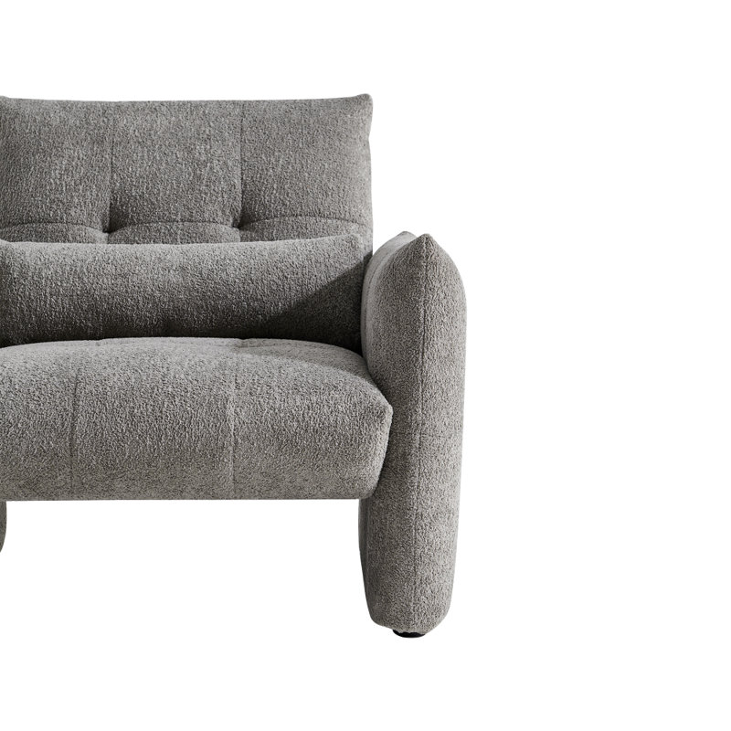Canapé simple en velours de 33,86 po avec coussin décoratif, fauteuil à 2 accoudoirs en bois massif pour la chambre à coucher, le bureau et le salon