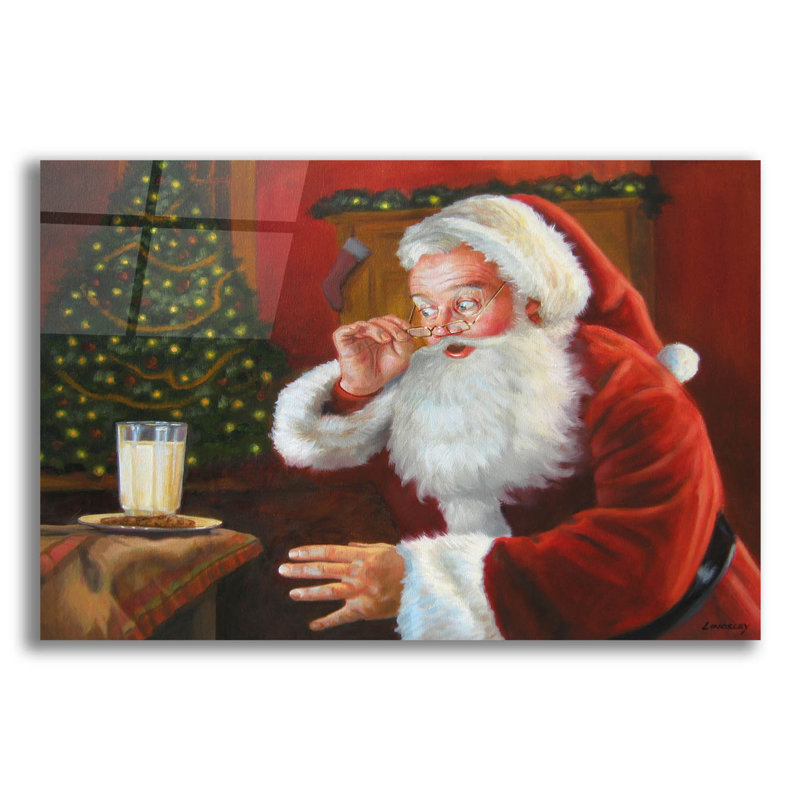 Santa Milk And Cookies' By David Lindsley, Acrylic Glass Wall Art, H 12 po x l 16 po x P 0,2 po