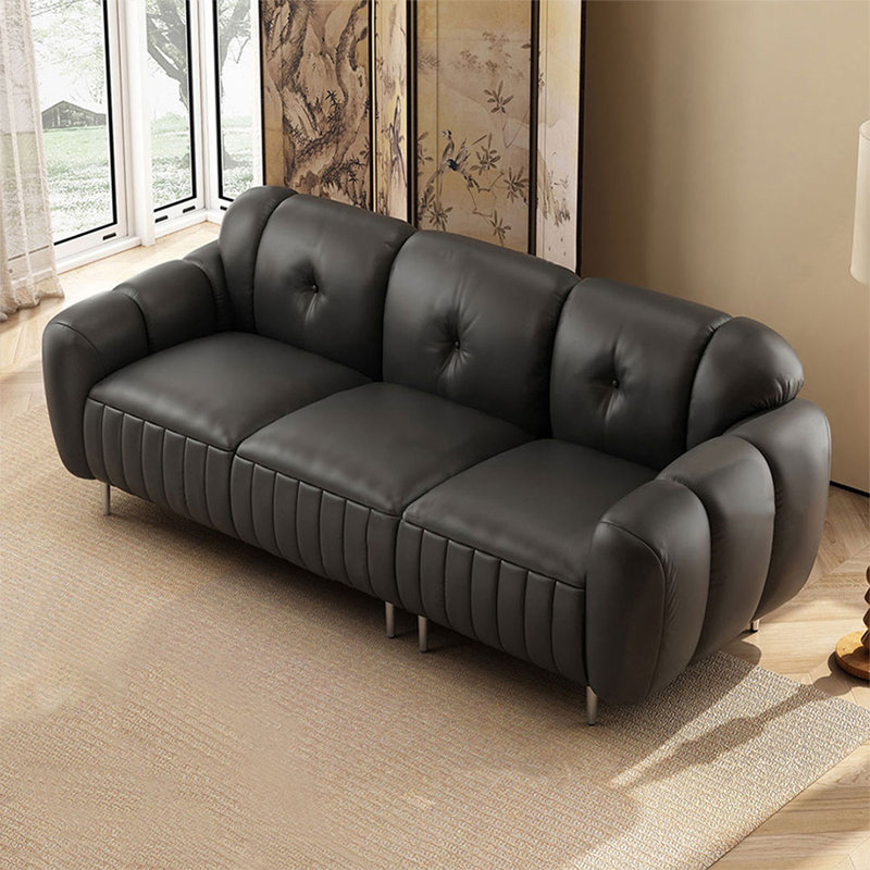 Coussin modulaire en cuir noir en microfibre, H 31,50 po x L 98,43 po x l 37,40 po