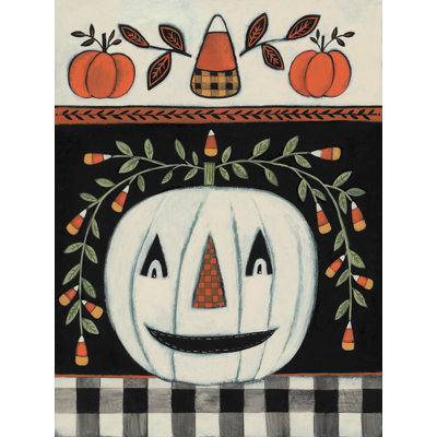«Jarmal Candy Corn Jack O'lantern on Canvas» par Bernadette Deming, reproduction