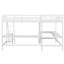 Lit mezzanine simple en L avec 2 bureaux encastrés, lit simple de couleur blanche et bois-130079088