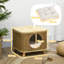 Elevated Design Wicker Cat House with Washable Cushion Light Brown