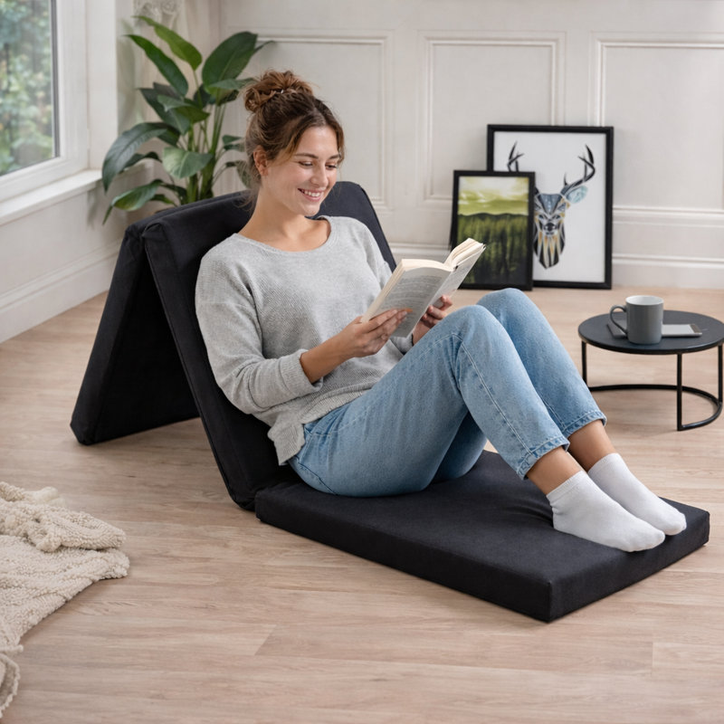 Dull 8cm Mattress Cube Futon Mattress, Black