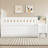 Full Size Wooden Bed with LED Light, Storage Drawers & Ladder for Kids Bedroom, White-788040811